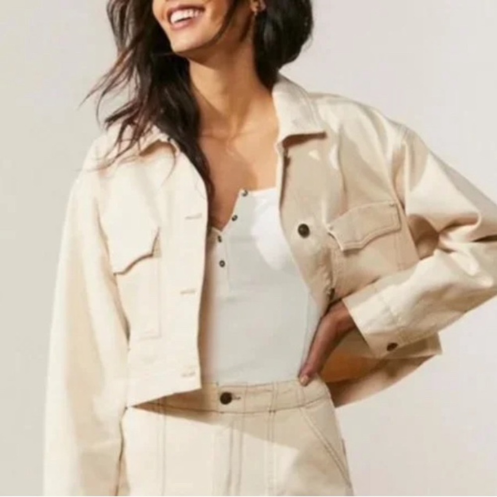 Abercrombie & Fitch Cream Jean Jacket